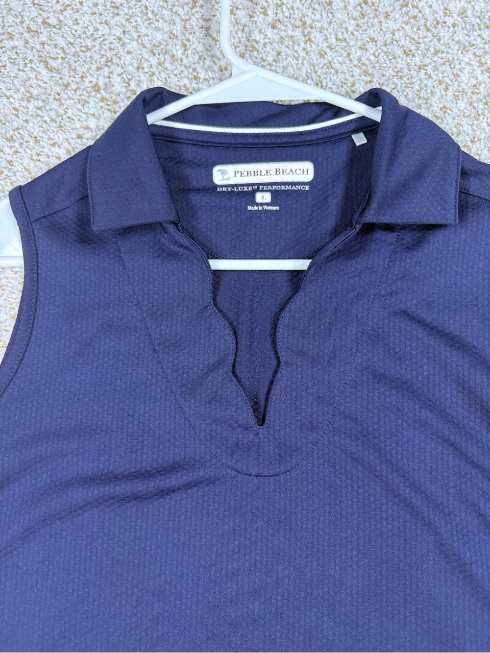 Pebble Beach Navy Performance Sleeveless Polo Womens Large Dry-Luxe